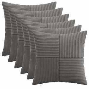 Imagine vidaXL Husă pentru pernă 6 pcs ALMELO Gri închis 35 x 35 cm cord