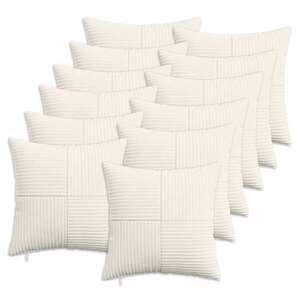 Imagine vidaXL Husă pentru pernă 12 pcs ALMELO Crem 40 x 40 cm cord