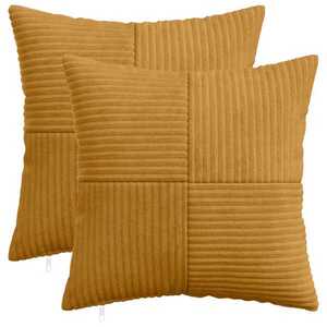 Imagine vidaXL Husă pentru pernă 2 pcs ALMELO Galben 40 x 40 cm cord