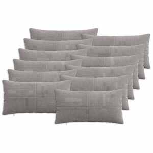 Imagine vidaXL Husă pentru pernă 12 pcs ALMELO Gri deschis 40 x 80 cm cord