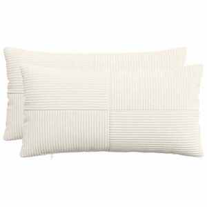 Imagine vidaXL Husă pentru pernă 2 pcs ALMELO Crem 40 x 80 cm cord