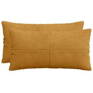 Imagine vidaXL Husă pentru pernă 2 pcs ALMELO Galben 40 x 80 cm cord