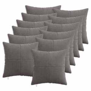 Imagine vidaXL Husă pentru pernă 12 pcs ALMELO Gri închis 45 x 45 cm cord