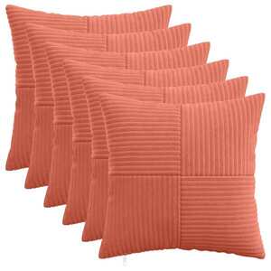 Imagine vidaXL Husă pentru pernă 6 pcs ALMELO Roșu portocalie 45 x 45 cm cord