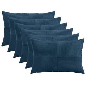 Imagine vidaXL Husă pentru pernă 6 pcs ALMELO Albastru marin 50 x 70 cm cord