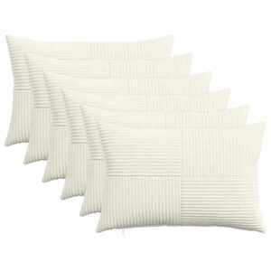 Imagine vidaXL Husă pentru pernă 6 pcs ALMELO Crem 50 x 75 cm cord