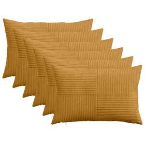 Imagine vidaXL Husă pentru pernă 6 pcs ALMELO Galben 50 x 80 cm cord
