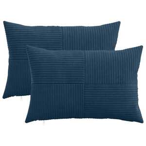 Imagine vidaXL Husă pentru pernă 2 pcs ALMELO Albastru marin 50 x 80 cm cord