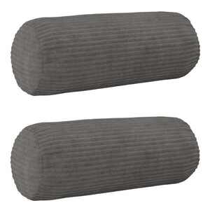 Imagine vidaXL Husă pentru pernă 2 pcs HEERLEN Gri închis Ø 15 x 40 cm cord