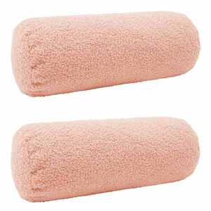 Imagine vidaXL Husă pentru pernă 2 pcs HEERLEN Roz Ø 15 x 40 cm Bouclé