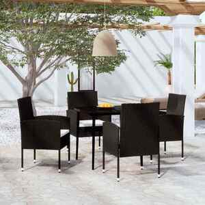 Imagine vidaXL Set de servit masa pentru grădină, 5 piese, negru