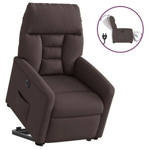 Imagine vidaXL Fotoliu electric rabatabil cu ridicare, maro închis, textil