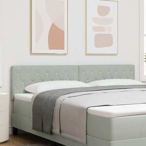 Imagine vidaXL Tăblie LED cu benzi LED cu headboard Gri deschis 180 cm Catifea