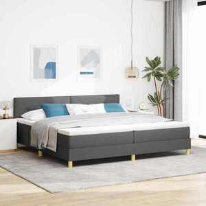 Imagine vidaXL Pat cu arcuri cu pernă Manual Gri închis 200 x 200 cm țesătură
