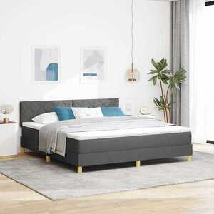 Imagine vidaXL Pat cu arcuri cu pernă Manual Gri închis 180 x 200 cm țesătură