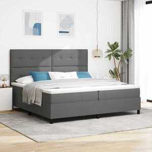 Imagine vidaXL Pat cu arcuri cu headboard Gri închis 200 x 200 cm țesătură