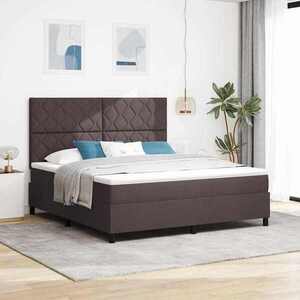 Imagine vidaXL Pat cu arcuri cu headboard Maro închis 180 x 200 cm țesătură