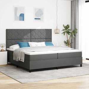 Imagine vidaXL Pat cu arcuri cu headboard Gri închis 200 x 200 cm țesătură