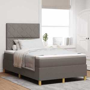Imagine vidaXL Pat cu arcuri cu headboard Gri taupe 120 x 190 cm țesătură