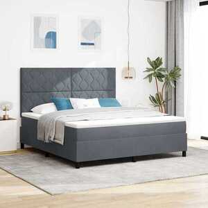 Imagine vidaXL Pat cu arcuri cu headboard Gri închis 180 x 200 cm Catifea