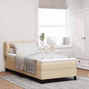 Imagine vidaXL Pat cu arcuri cu headboard Crem 80 x 200 cm țesătură