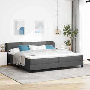 Imagine vidaXL Pat cu arcuri cu headboard Gri închis 200 x 200 cm țesătură