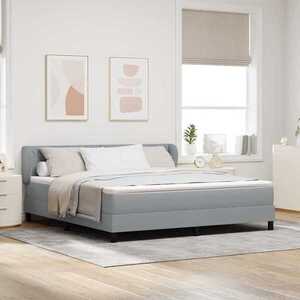 Imagine vidaXL Pat cu arcuri cu headboard Gri deschis 180 x 200 cm țesătură