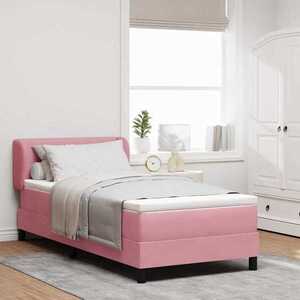 Imagine vidaXL Pat cu arcuri cu headboard Roz 80 x 200 cm Catifea