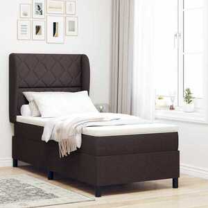Imagine vidaXL Pat cu arcuri cu headboard Maro închis 90 x 190 cm țesătură
