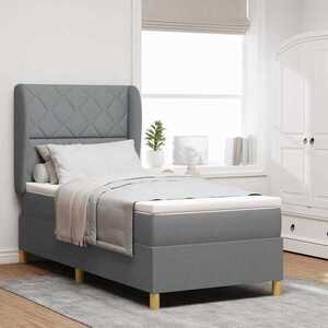 Imagine vidaXL Pat cu arcuri cu headboard Gri deschis 190 x 90 cm țesătură
