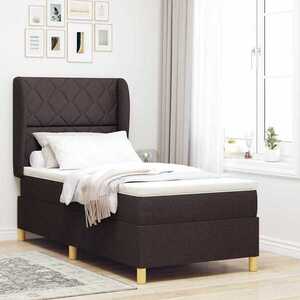 Imagine vidaXL Pat cu arcuri cu headboard Maro închis 190 x 90 cm țesătură