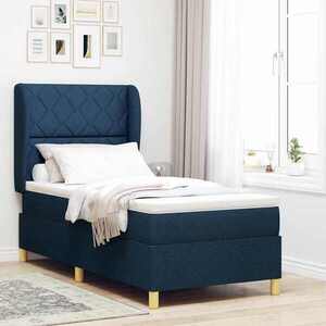 Imagine vidaXL Pat cu arcuri cu headboard Manual albastru 200 x 90 cm țesătură