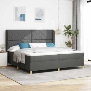 Imagine vidaXL Pat cu arcuri cu headboard Gri închis 200 x 200 cm țesătură