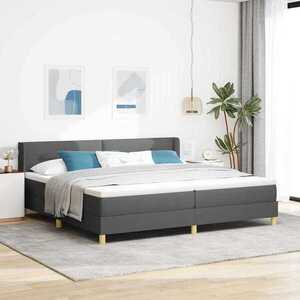 Imagine vidaXL Pat cu arcuri cu headboard Gri închis 200 x 200 cm țesătură