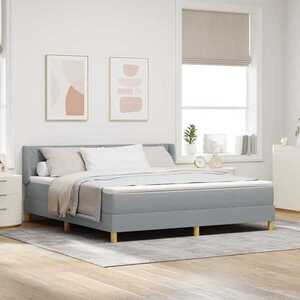 Imagine vidaXL Pat cu arcuri cu headboard Gri deschis 200 x 180 cm țesătură
