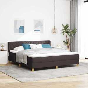 Imagine vidaXL Pat cu arcuri cu headboard Maro închis 200 x 180 cm țesătură