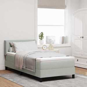 Imagine vidaXL Pat cu arcuri cu headboard Gri deschis 200 x 80 cm Catifea