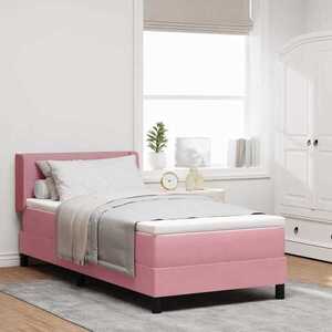 Imagine vidaXL Pat cu arcuri cu headboard Manual Roz 200 x 80 cm Catifea