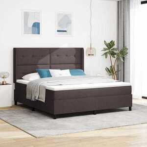 Imagine vidaXL Pat cu arcuri cu pernă Manual Maro închis 200 x 180 cm țesătură