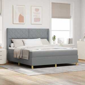 Imagine vidaXL Pat cu arcuri cu headboard Gri deschis 180 x 200 cm țesătură