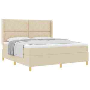 Imagine vidaXL Pat cu arcuri cu headboard Crem 180 x 200 cm țesătură