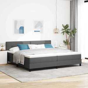 Imagine vidaXL Pat cu arcuri cu benzi LED Gri închis 200 x 200 cm țesătură