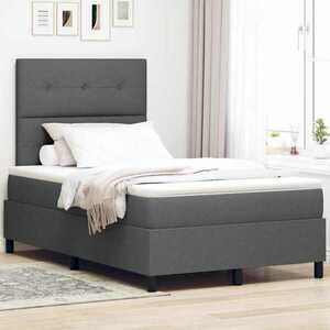 Imagine vidaXL Pat cu arcuri cu benzi LED Gri închis 120 x 190 cm țesătură