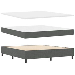 Imagine vidaXL Pat cu arcuri cu benzi LED Gri închis 180 x 200 cm țesătură
