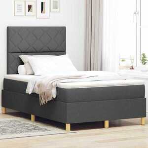 Imagine vidaXL Pat cu arc LED cu headboard Gri închis 120 x 190 cm țesătură