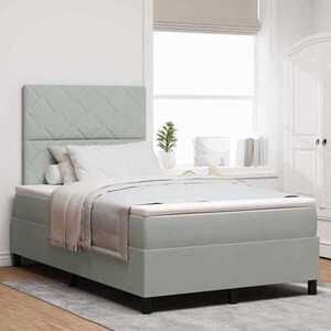Imagine vidaXL Pat cu arc LED cu headboard Gri deschis 120 x 200 cm Catifea