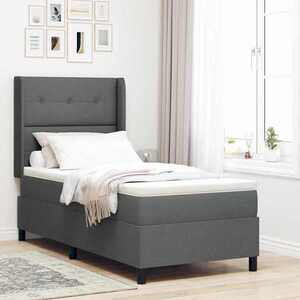 Imagine vidaXL Pat cu arc LED cu headboard Gri închis 100 x 200 cm țesătură