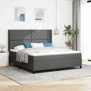 Imagine vidaXL Pat cu arc LED cu headboard Gri închis 180 x 200 cm țesătură