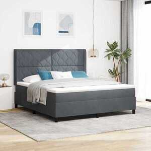 Imagine vidaXL Pat cu arcuri cu benzi LED Gri închis 180 x 200 cm Catifea