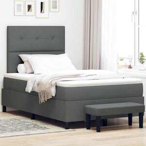 Imagine vidaXL Pat cu arcuri cu headboard Gri închis 120 x 190 cm țesătură